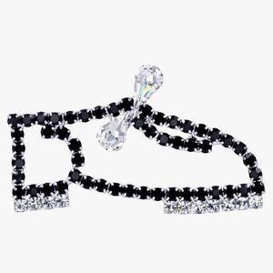 shoe brooch black clear rhinestones